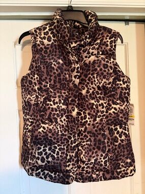 leopard puffy vest